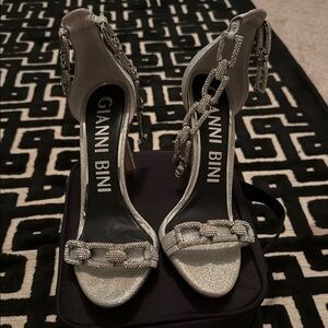 Gianni Bini Silver Stiletto Heels with Ankle Strap